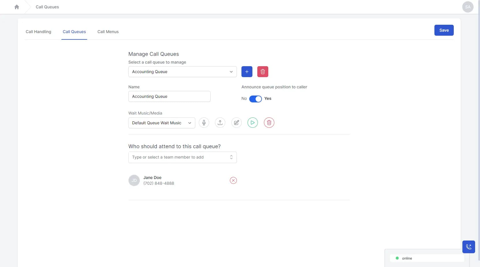 Call queues in UpCentral